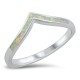 Lab White Opal V Shape Ring